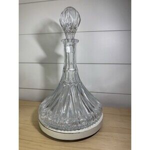 1950s Peedee West Germany 24% Lead Crystal Etched Decanter Stopper VTG Barware